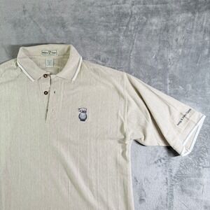 VTG Willow Pointe XL Beige Striped Golf Polo Pig Ball Swing & Swine Classic Mens